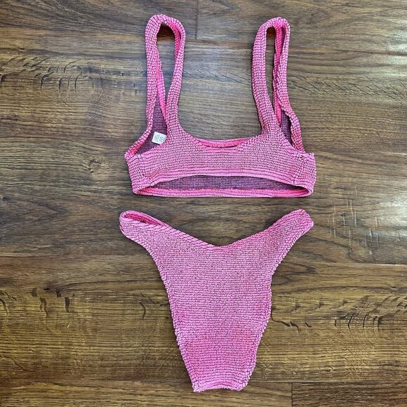 Bound by bond-eye Australia The Malibu Bikini Top Lux Waffle Hot Pink Swimsuit - Picture 5 of 8